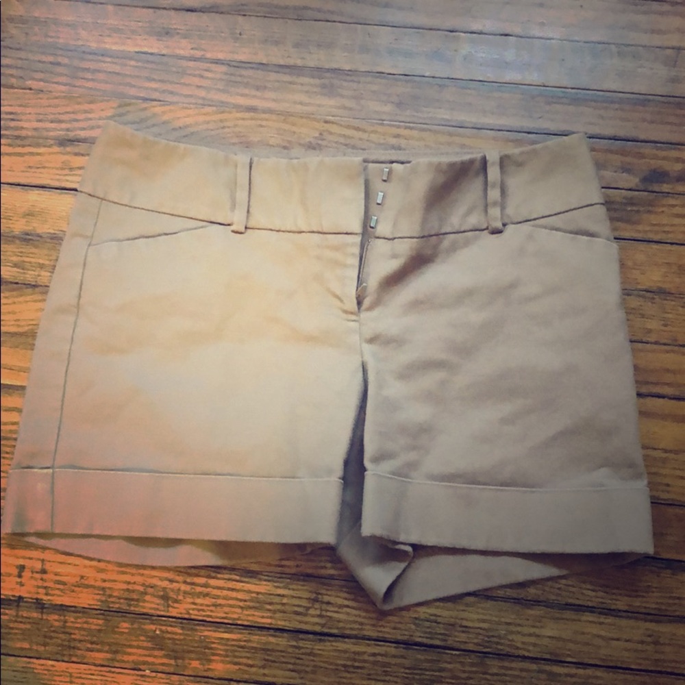 Limited company tan stretch shorts.